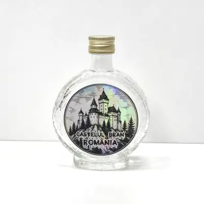 Castelul bran romania, sticla rotunda plosca 100 ml, cu mesaj, model divgs320 05
